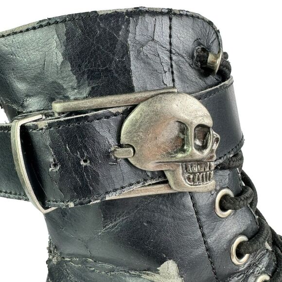 Tuk Anarchic Vintage Y2K Skull Chunky Platform Combat Boots Cybergoth Goth Sz 10 - Picture 10 of 12
